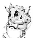 bulbasaur crushing coffee cherry tattoo design idea