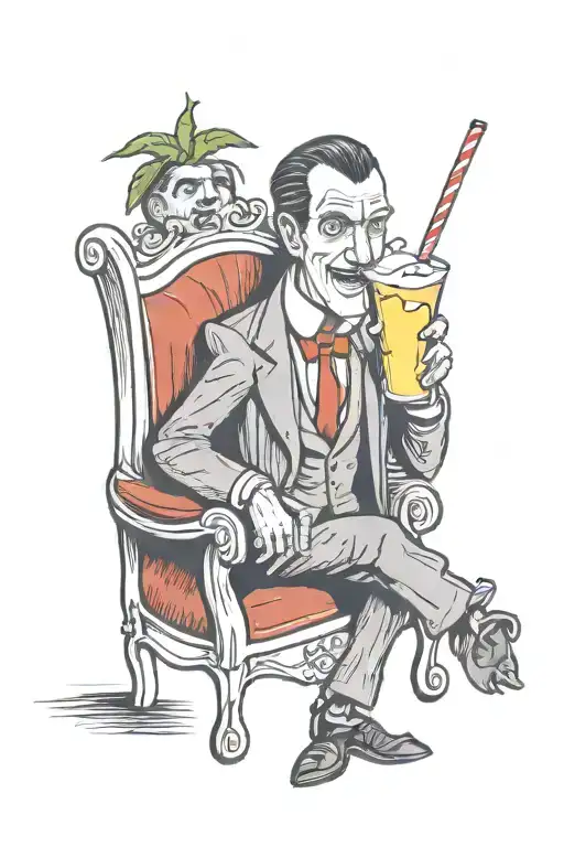 dracula drinking a pina colada cocktail tattoo design idea