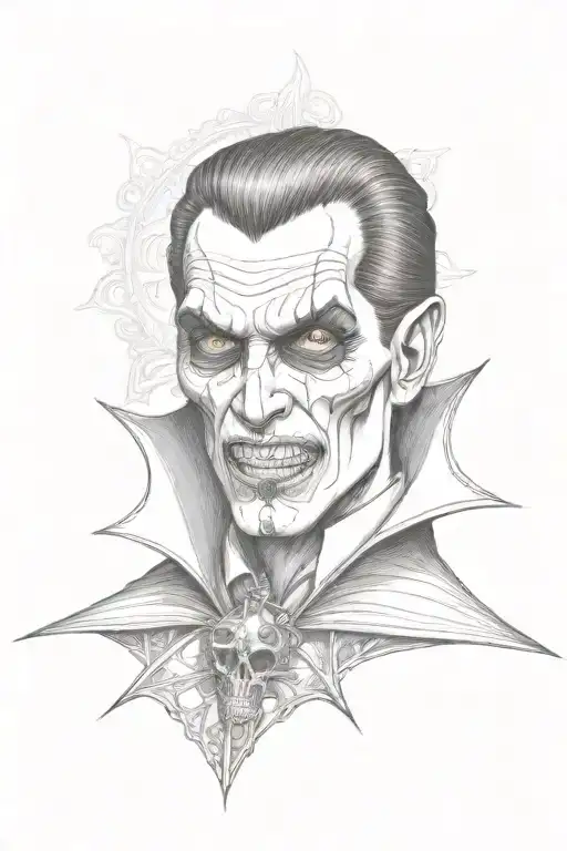 chicano style vampire with skull tattoo design idea