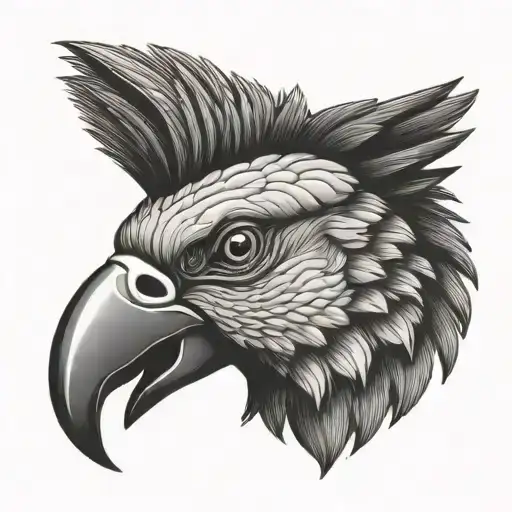 clown face parrot flying tattoo design idea