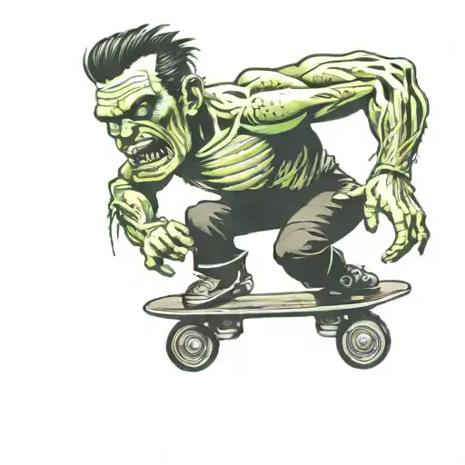 frankenstein roller skating tattoo design idea