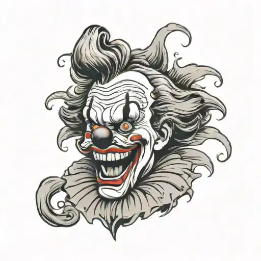 clown face with smoke coming tattoo design idea