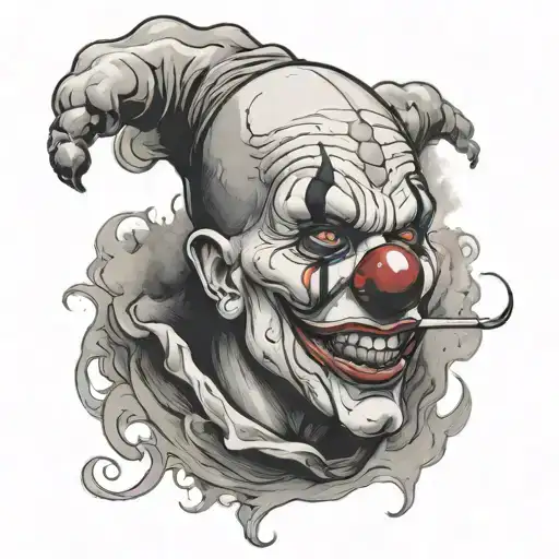 clown face with smoke coming tattoo design idea