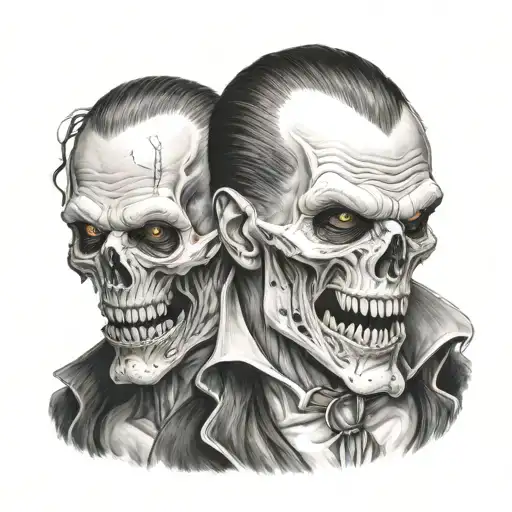 vampire with skull tattoo design idea
