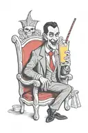 dracula drinking a pina colada cocktail tattoo design idea