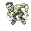 frankenstein roller skating tattoo design idea