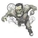 frankenstein roller skating tattoo design idea
