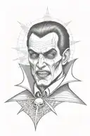 chicano style vampire with skull and spiderweb background  tattoo design idea