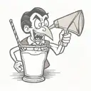 dracula drinking a pina colada cocktail tattoo design idea