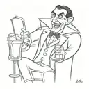 dracula drinking a pina colada cocktail tattoo design idea