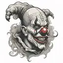 clown face with smoke coming tattoo design idea