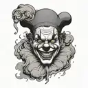 clown face with smoke coming tattoo design idea