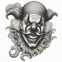 clown face with smoke coming tattoo design idea