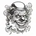 clown face with smoke coming tattoo design idea