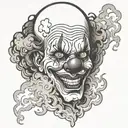 clown face with smoke coming tattoo design idea