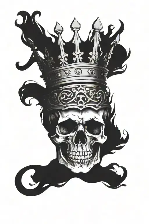 skull wearing a crown tattoo design idea
