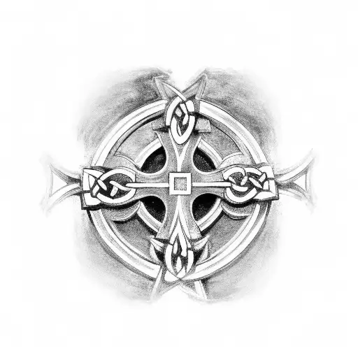 Celtic cross with st Michael and st francis tattoo design idea