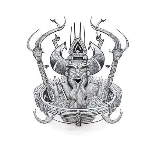 viking ship tattoo design idea