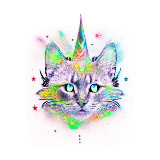 Cosmic black cat tattoo design idea