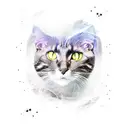 black Cosmic cat  tattoo design idea