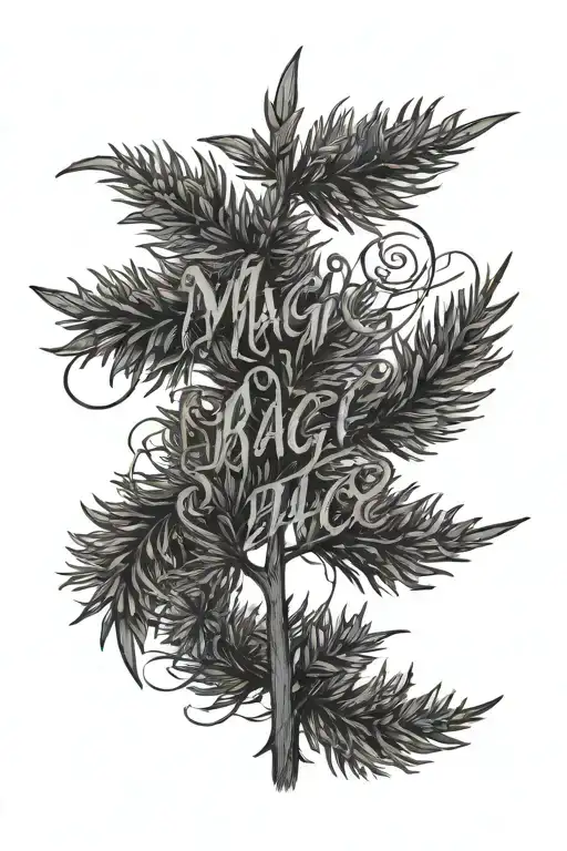 fir with the inscription magic tattoo design idea
