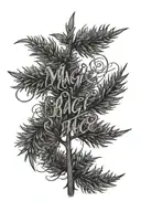fir with the inscription magic tattoo design idea