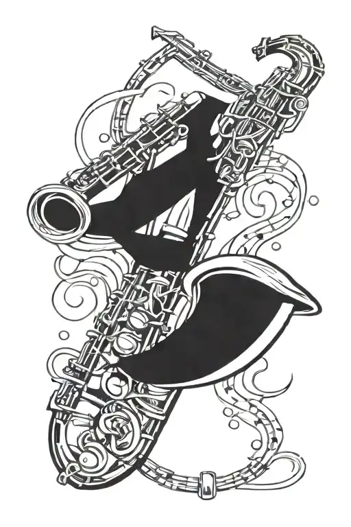 jazz saxophone tattoo design idea