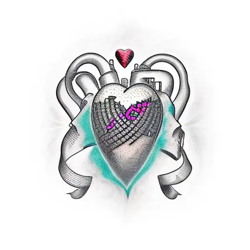 hole in heart, rollercoaster looping through it tattoo design idea