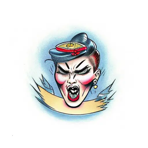 angry woman seeking solitude tattoo design idea