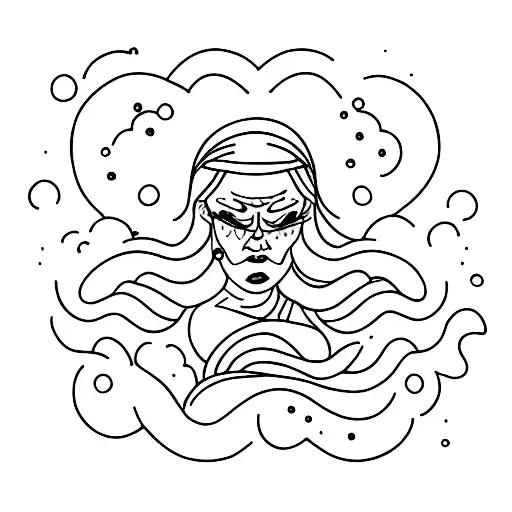 angry woman seeking solitude tattoo design idea