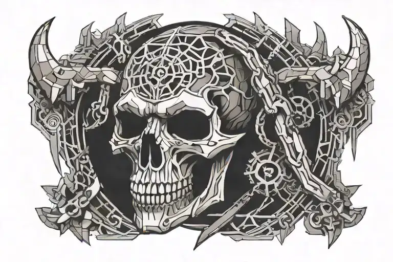 husqvarna chain bear skull face tattoo design idea