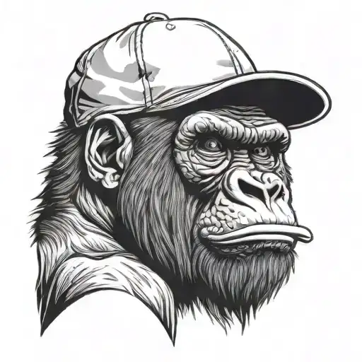 angry gorilla middle finger fuck snapback hat tattoo design idea