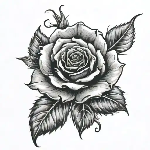 Realism "Red And Black Rose Cover Up Tattoo" Tattoo Idea BlackInk AI