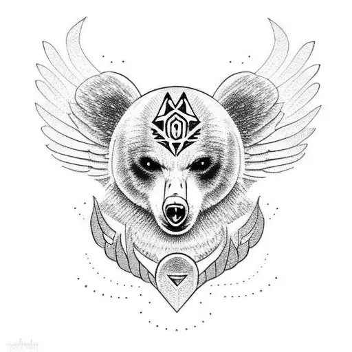 angel bear tattoo design idea