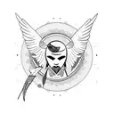 angel and bear tattoo design idea