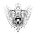 angel and bear tattoo design idea