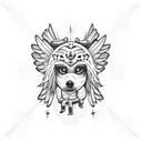 angel and bear tattoo design idea