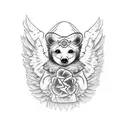 angel and bear tattoo design idea