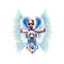 angel and bear tattoo design idea