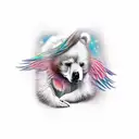 angel and bear tattoo design idea