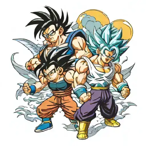 dbz Vegeta trunks Goku broly dragon ball tattoo design idea