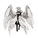 snake, lucifer, greek god with wings, and passionate eyes tattoo design idea