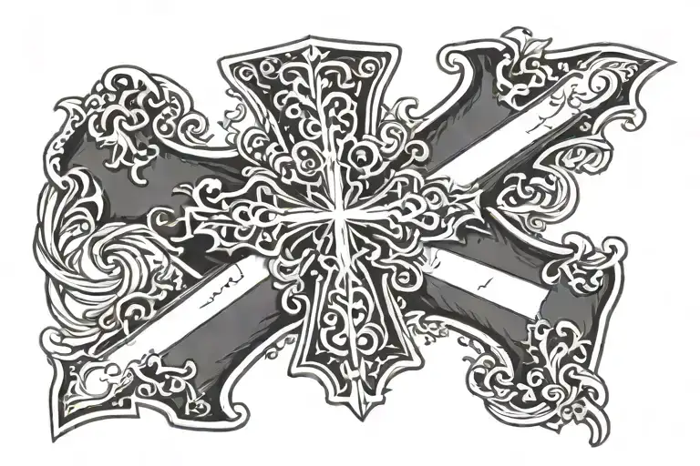 cross with ireland flag tattoo design idea