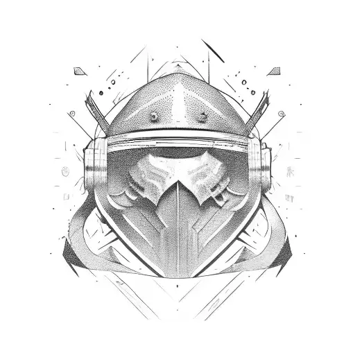 helm of terror with scarred skin appearance tattoo design idea