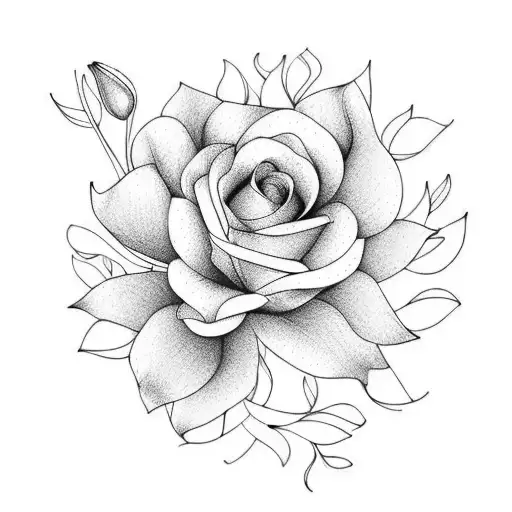September January August birth flowers bouquet  tattoo design idea