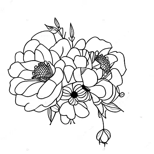September January August birth flowers bouquet  tattoo design idea