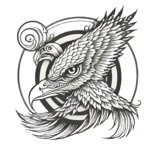 A stylized eagle eye with the reflection of a number 7 in the pupil, symbolizing your keen observation skills and love for the number 7 tattoo design idea