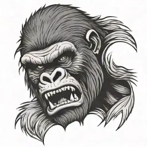 angry gorilla tattoo design idea