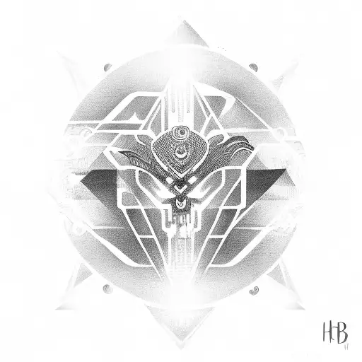 cyber tribal question mark  tattoo design idea