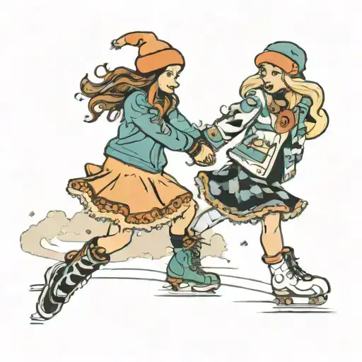 ice skating best friends holding hands tattoo design idea